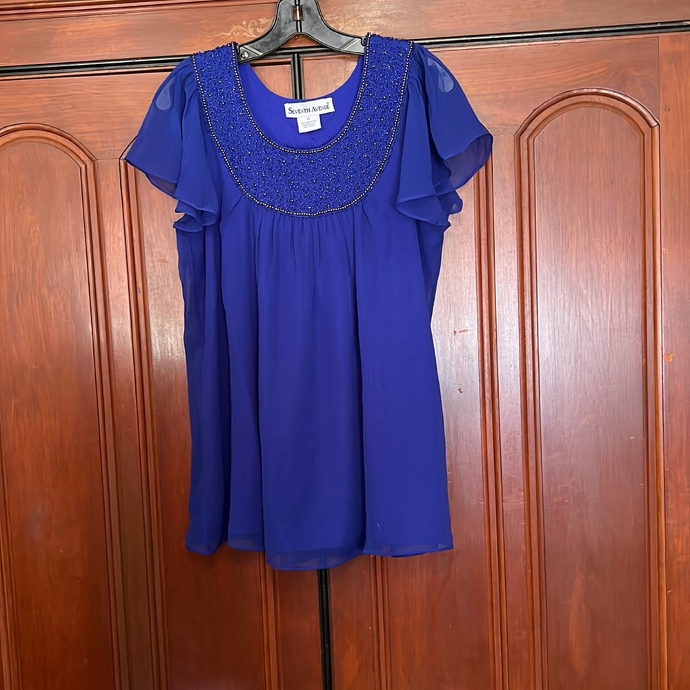 Royal Blue Embellished Women's Top